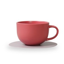 보울보울 볼볼홈파티 시리얼 라떼머그 450ml + 소서, 로제핑크(머그), 애쉬그레이(소서), 1세트