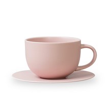 보울보울 볼볼 홈파티 시리얼 라떼 머그컵 450ml + 소서 세트, 파우더핑크, 1세트