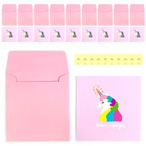 인디케이 라벤더 트윙클 유니콘 기프트 감사카드 + 봉투, 10세트