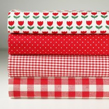 슈슈룸 튜율립 체크 퀼트 패브릭 원단 4종 세트 SH-015, 혼합색상