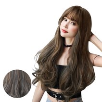 뿌이뿌이가발 여성 롱 웨이브 통가발 드라밍, 다크브라운, 1개