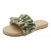 마켓에이 여성용 패브릭 플라워 프린팅 슬리퍼