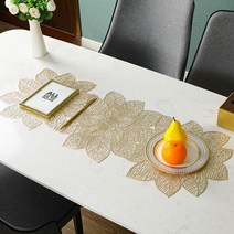 앤티스 서양풍 플라워 테이블매트 2p, 골드, 91 x 35cm