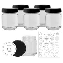 홈앤라이프 블랙 플라스틱캡 원형 양념통 세트 150ml x 6p + 화이트 스티커