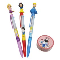 디즈니프린세스 3색 볼펜 0.5mm 3종 + 마스킹테이프 세트, D타입, 1세트