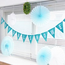 파티해 펠트 삼각 브라이덜 샤워 가랜드, 라이트블루