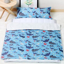 와이즈마마 마이크로화이버 속통 풍기인견 여름 유아 낮잠이불 세트 일체형 & 분리형, 미니웨일