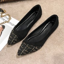 마켓에이 스틸레토 트위드 레더 플랫 로퍼