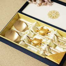 오부자 오색 설중매 방짜유기 2인용 수저 세트, 1세트, 수저 2p + 젓가락 2p + 비단케이스