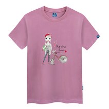 진마니아 고양이와 걸 라운드 남녀공용 빅사이즈 반팔티 TS-417