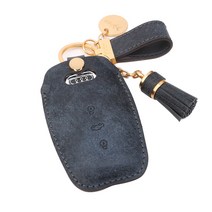 모런 아우디 A3 A4 A5 A6 A7 A8 Q3 Q5 Q7 외 3버튼 가죽 키케이스 골드 풀세트 AD013, 다크네이비