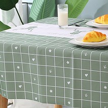 마켓피오 격자 pvc 방수 휴대용 일회용식탁보 그린 137 x 137 cm, 1개입, 5개