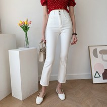 여성용 델른 밴딩 투버튼 슬림 부츠컷 팬츠