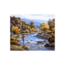 풍경화 그리기 DIY, 강가 낚시