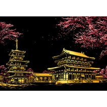 콩 야경 스크래치 페이퍼 풀패키지, 24 색상 I 일본 벚꽃