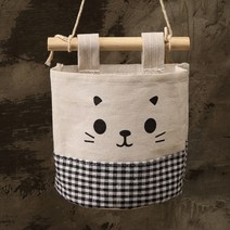유미상사 고양이 벽걸이 수납포켓, 블랙체크