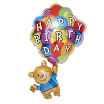 그라보벌룬 생일벌룬베어 은박풍선, 혼합색상, 1개