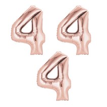 리빙다 숫자호일 풍선 4 대, 로즈골드, 3개