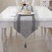 알럽홈 스톤라인 태슬 럭셔리 테이블러너, 그레이, 33 x 180 cm
