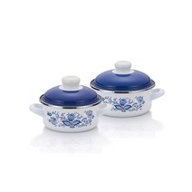 ELO 쯔벨 낮은형 인덕션 법랑냄비 세트 2개, 혼합색상, 양수냄비 14cm + 16cm