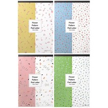 투영디자인 플라워 패턴패드 편지지 4종 세트, 핑크, 그린, 머스타드, 블루, 1세트