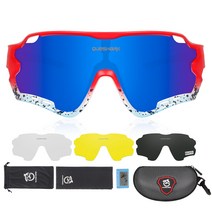 커샤크 스포츠 고글 자외선차단 도수클립 렌즈 교체형 QE44, Red Blue