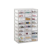 다용도 수납 정리 미니 멀티박스 B타입 가로3칸 세로9칸, 몸체(연회색) + 서랍(투명), 1개