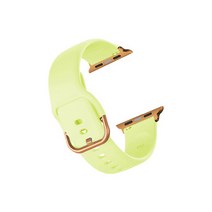 비쉐르 애플워치 3 골드 버클 라운드 V2 실리콘 밴드 스트랩 38mm, 옐로우, 1개