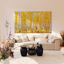 더아트 풍수그림 노란 자작나무 캔버스액자, 원목