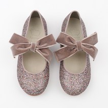 앙뉴 여아용 피오니 벨벳 리본 구두 글리터