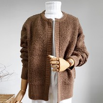 끌레느모네 여성용 라운드넥 오픈 뽀글이 가디건