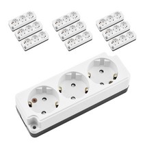 현대일렉트릭 접지 나사타입 노출 콘센트 3구 HOEC-3, 144mm, 10개
