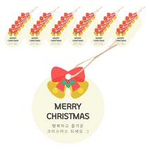 도나앤데코 크리스마스 7cm 리본장식 원형 태그 100p + 면끈 100p, 018 리본장식 징글벨 연노랑, 1세트