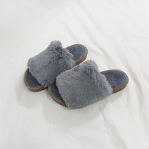 디아 여성용 부들 퍼 통굽 털슬리퍼 3cm