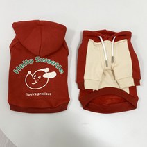 유앤펫 강아지 스위티 컬러팝 후드티, 레드