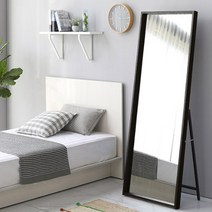 데코퍼니쳐 비산방지 와이드 거치경600 전신거울, 블랙