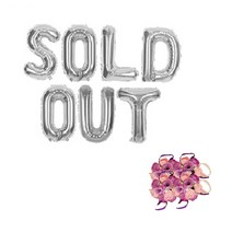 브라이덜샤워 소품 패키지 SOLD OUT 풍선 실버 + 꽃팔찌 미니로즈 퍼플 4p, 혼합색상, 1세트
