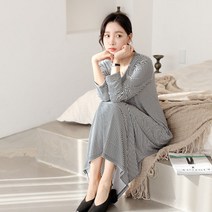 세이스타일 잔단가라 긴팔 박스 H롱 원피스