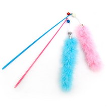 펫모닝 핑크 타조롱테일 낚시대 고양이 장난감, 랜덤발송, 5개
