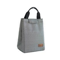단색 스트라이프 옥스포드 천 알루미늄 필름 도시락 가방 01, 1개