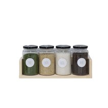 포메리트 아름 원목 트라이탄 양념통 1단 선반세트 500ml, 1세트, 원목선반 + 양념통 4p + 라벨스티커 24p