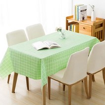 체크무늬 일회용 식탁보, 그린, 6인(137 x 180cm)