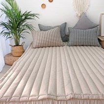 누블 데일리 면 미끄럼방지 고무밴딩 사계절 패드, 베이지