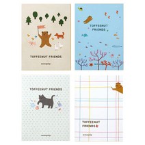 모노폴리 토피넛 레터 메모패드 4종 세트, 혼합색상, 1세트