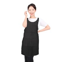 레뷰가운 헤링본 어깨 단추 앞치마 DC07, 딥그레이, 1개