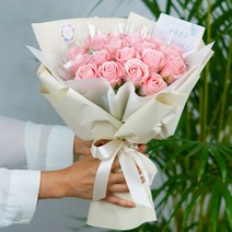 젊은마켓 조화 비누 장미 돈 꽃다발 20송이, 코랄핑크
