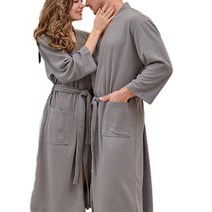 허밍홈즈 남녀공용 호텔식 와플 샤워가운 목욕로브 XXXL, 그레이, 1개