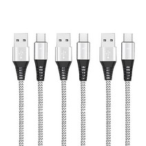 베리어 LED C타입 고속충전 케이블 3p, 실버, 1.2m