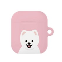 와랄랄라 애견 일러스트 에어팟 하드 케이스, 포메라니안 화이트