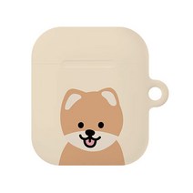 반려동물 일러스트 에어팟 하드 케이스, 포메라니안 베이지